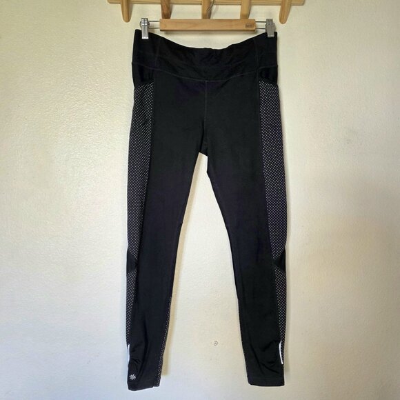 Athleta Dot Be Free Tight Leggings Women’s M Black Mesh Pocket Run Yoga 350178 - Picture 5 of 16